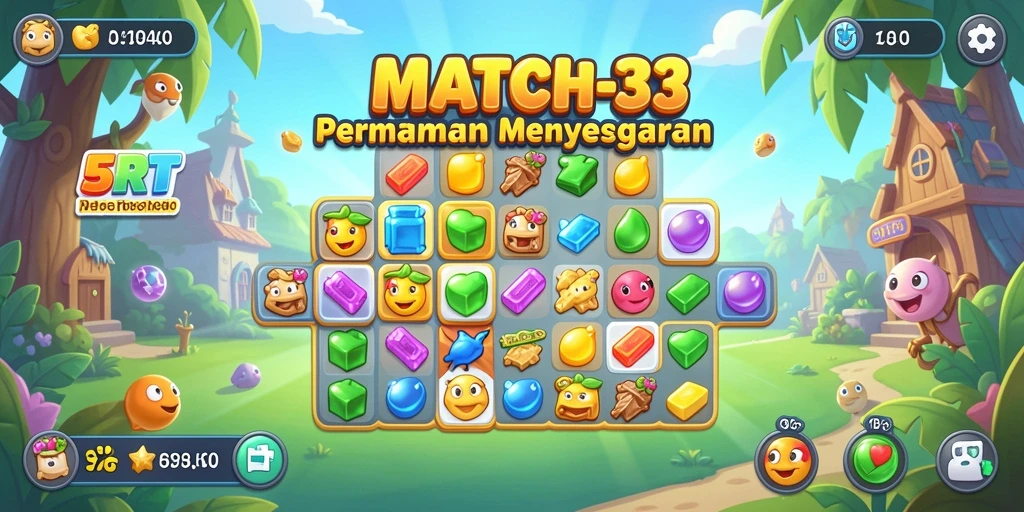 Tampilan seru gameplay Match-3 dalam 5RT.