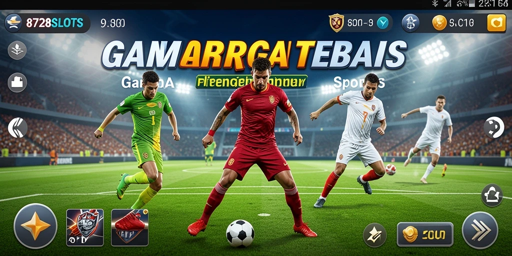 Screenshot utama 8728SLOTS menampilkan aksi mendebarkan dalam permainan olahraga.