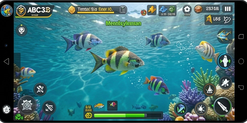 Gameplay seru dengan berbagai ikan untuk ditembak.