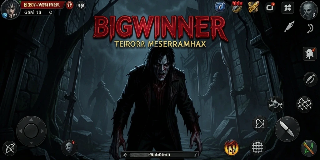 Tampilan gameplay menakutkan di BIGWINNER, penuh dengan kegelapan dan makhluk menyeramkan.