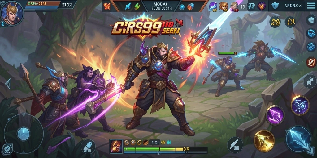 Tampilan mendebarkan dari gameplay MOBA CRS99 yang penuh aksi.