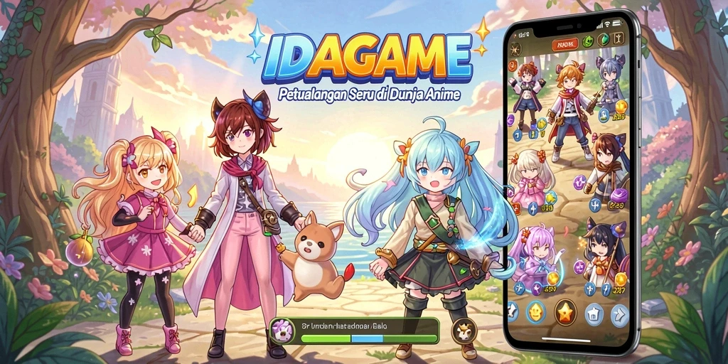 Screenshot utama IDAGAME menampilkan karakter anime dalam pertarungan epik.
