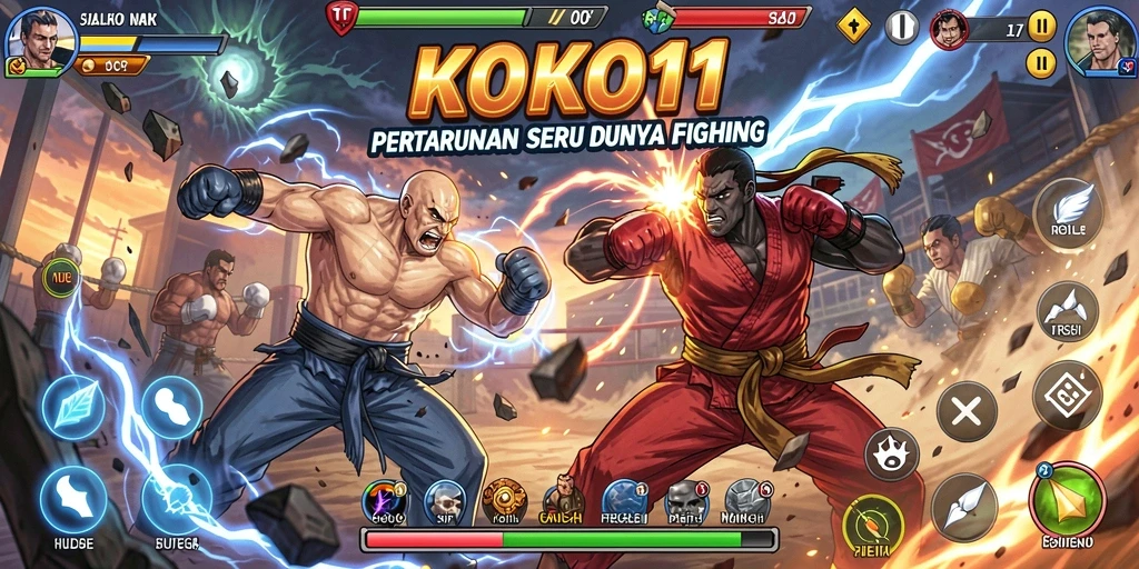 Screenshot gameplay KOKO11 yang menunjukkan aksi pertarungan yang mendebarkan.
