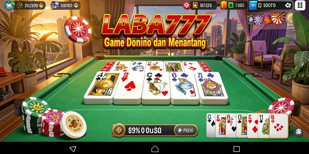 Screenshot utama LABA777 menampilkan aksi seru gameplay Domino.