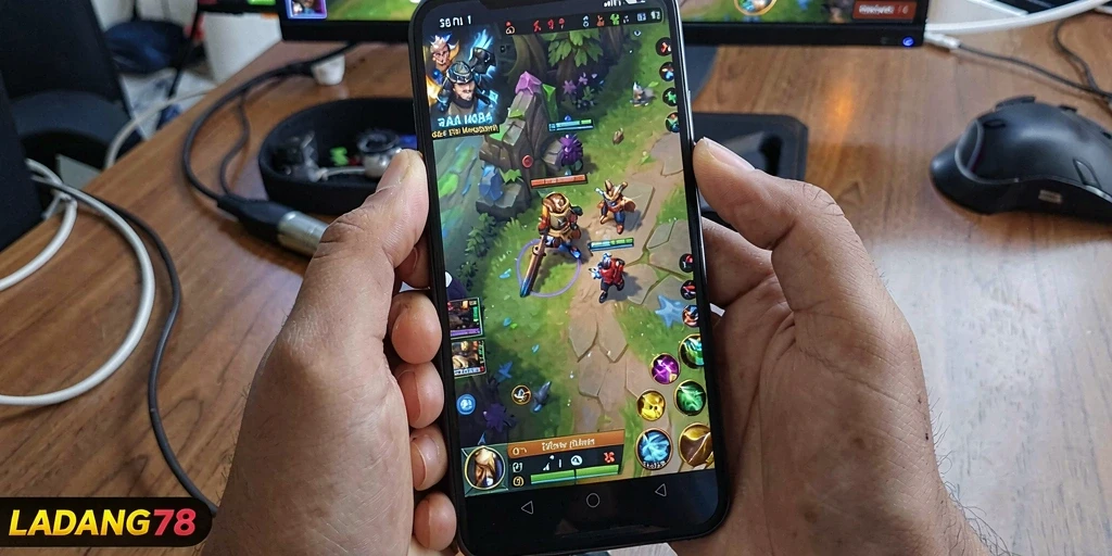 Screenshot gameplay menegangkan di LADANG78 dengan aksi MOBA yang seru.