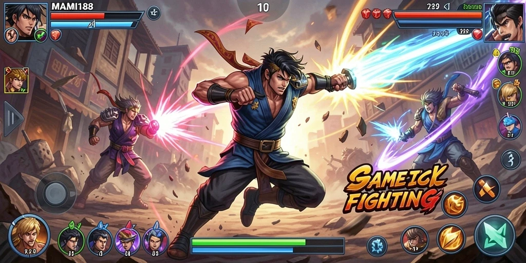 Tampilan gameplay MAMI188 yang menegangkan dengan pertarungan dinamis.