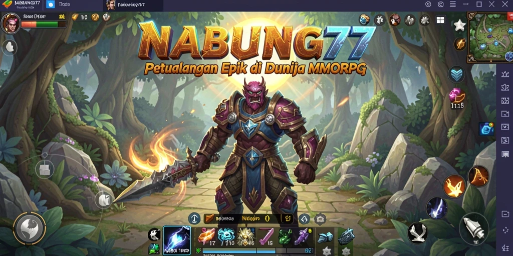 Screenshot gameplay NABUNG77 yang menunjukkan pertarungan seru di dunia MMORPG.