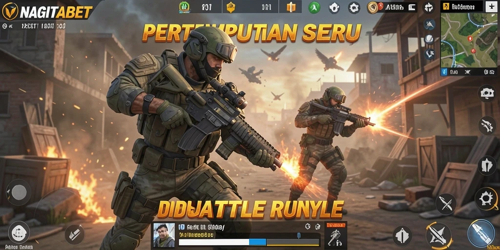 Tampilan aksi seru dalam gameplay NAGITABET Battle Royale.