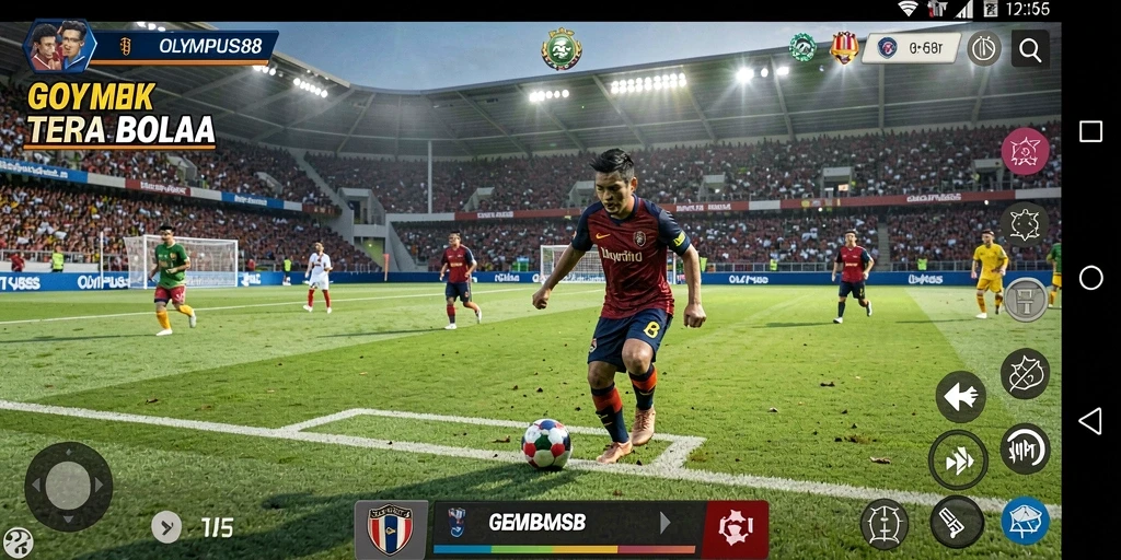Screenshot OLYMPUS88 menampilkan aksi permainan sepak bola yang seru